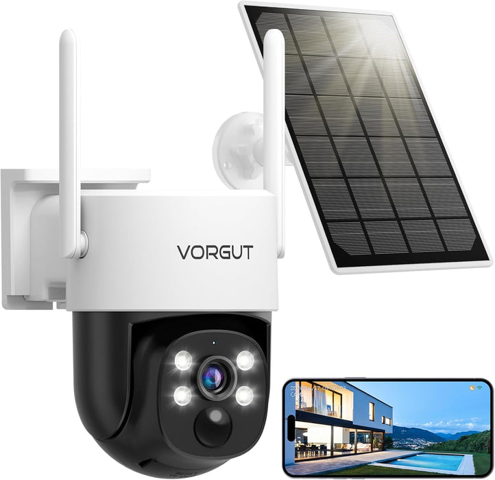 VORGUT Outdoor Solar Security Camera Set of 2 with Monitor (2 x 4MP Cameras + 10" Monitor + 500GB HDD)