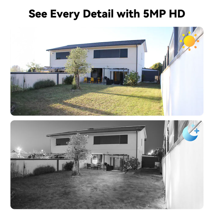 Wired Security Camera System Outdoor, 4CH 5MP Lite AHD DVR with 500G Hard Drive, 4 x 5MP Wired CCTV Camera, Indoor/Outdoor Surveillance DVR Kit with Human Detection, Night Vision