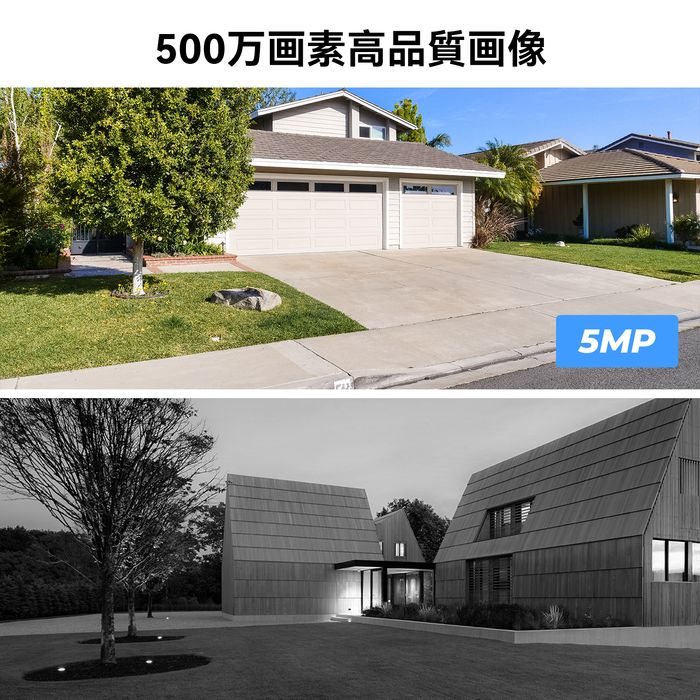 【タッチスクリーンモニター・24時間録画】VORGUT 500万画素 ワイヤレス防犯カメラ 屋外対応 自動追尾 AI人物検知 フルカラー暗視 双方向通話 動体検知 工事不要 簡単設置 IP66防水防塵 5年保証（500万画素カメラ2台＋10インチモニター録画機＋500GB HDD）