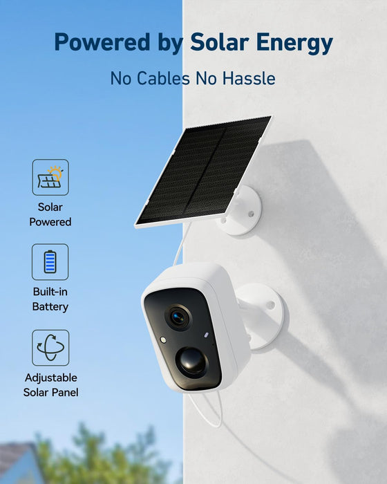 Solar Cameras Wireless Outdoor, 4PCS 4MP Solar Powered Cameras for Home Surveillance Security System, Color Night Vision, 2.4G/5G WiFi 10CH NVR, No Monthly Fee with 128G SD Card
