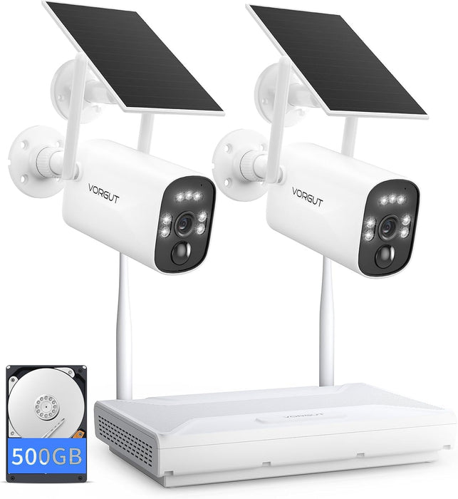 ソーラー防犯カメラ 2台セット モニター付き・400万画素・IP66