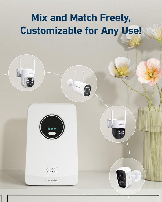Solar Cameras Wireless Outdoor, 4PCS 4MP Solar Powered Cameras for Home Surveillance Security System, Color Night Vision, 2.4G/5G WiFi 10CH NVR, No Monthly Fee with 128G SD Card