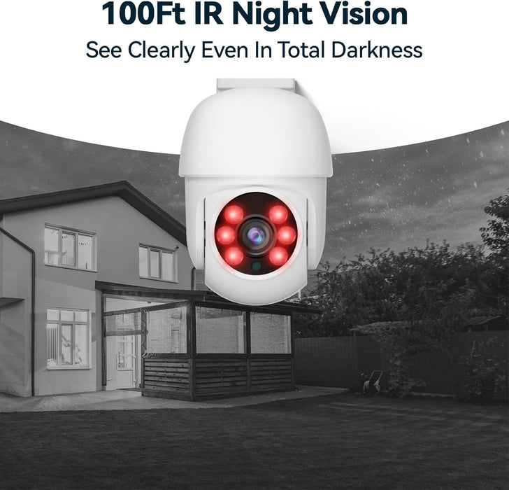 Wired Security Camera System Outdoor, 4pcs Pan/Tilt CCTV Cameras and 4CH 5MP Lite AHD TVI DVR (500GB HDD), 360° View Surveillance DVR Kit, Motion Detection, 24/7 Recording, Remote Access