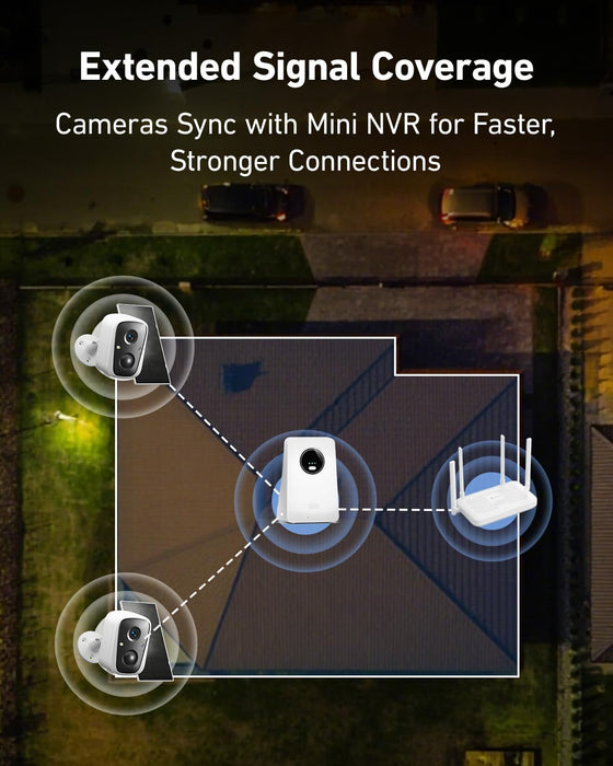 Solar Cameras Wireless Outdoor, 4PCS 4MP Solar Powered Cameras for Home Surveillance Security System, Color Night Vision, 2.4G/5G WiFi 10CH NVR, No Monthly Fee with 128G SD Card
