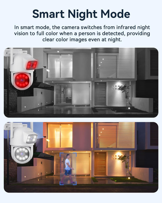 Wireless Security Camera System, 2K Dual Lens Linkage PTZ Cameras for Home Security System Outdoor, 2.4G/5G WiFi, Auto Tracking, Human Detection Alarm, Color Night Vision, 10CH NVR (500G HDD)