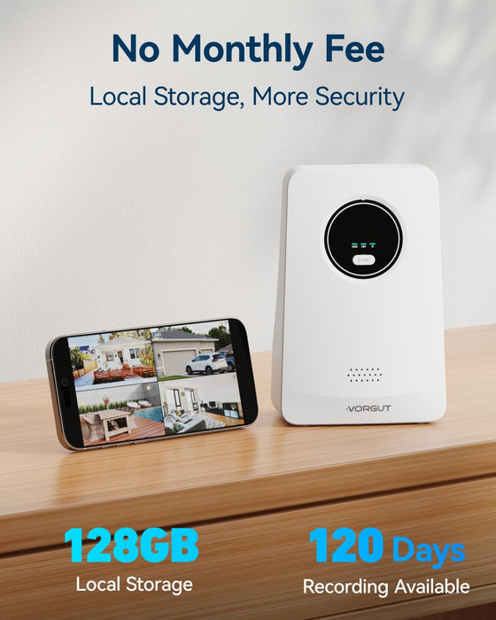 Solar Cameras Wireless Outdoor, 4PCS 4MP Solar Powered Cameras for Home Surveillance Security System, Color Night Vision, 2.4G/5G WiFi 10CH NVR, No Monthly Fee with 128G SD Card