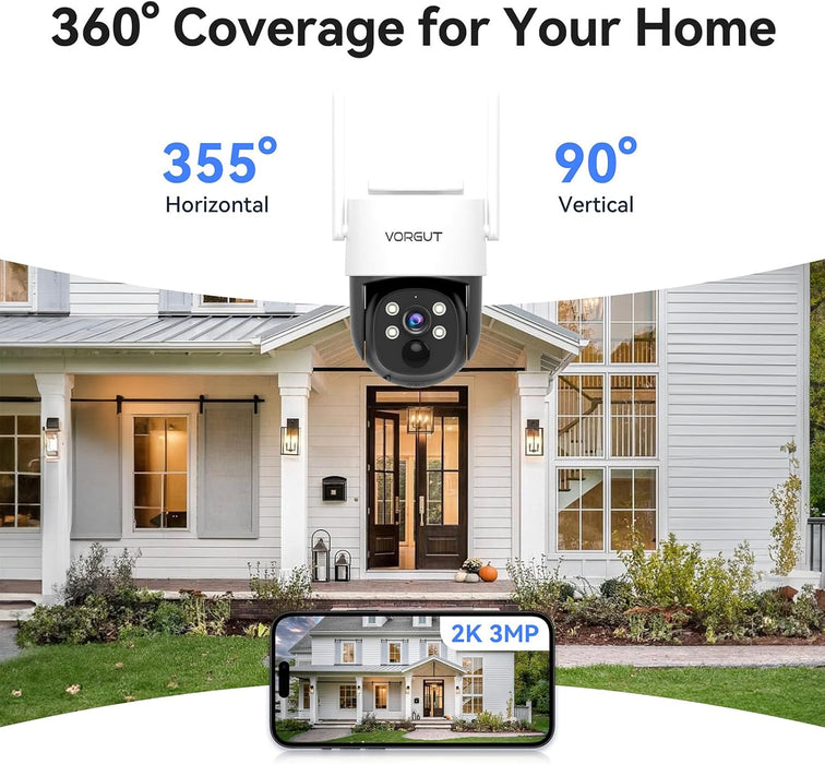 Solar Cameras Wireless Outdoor with 10'' Monitor, 4pcs 2K 3MP Solar Powered Home Security Cameras, Full Color Night Vision, 360° Pan Tilt, Human Detection, 2.4G/5G WiFi 10CH NVR with 500G HDD