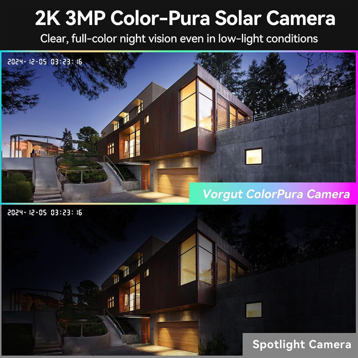 Solar Security Cameras Wireless Outdoor with 10'' Monitor, 2pcs 2K Solar Powered Camera System, 360° PTZ, Color Night Vision,Human Detection,10CH NVR with 500GB HDD,2.4G/5G WiFi,No Monthly Fee