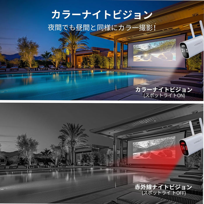 ソーラー防犯カメラ 2台セット モニター付き・400万画素・IP66
