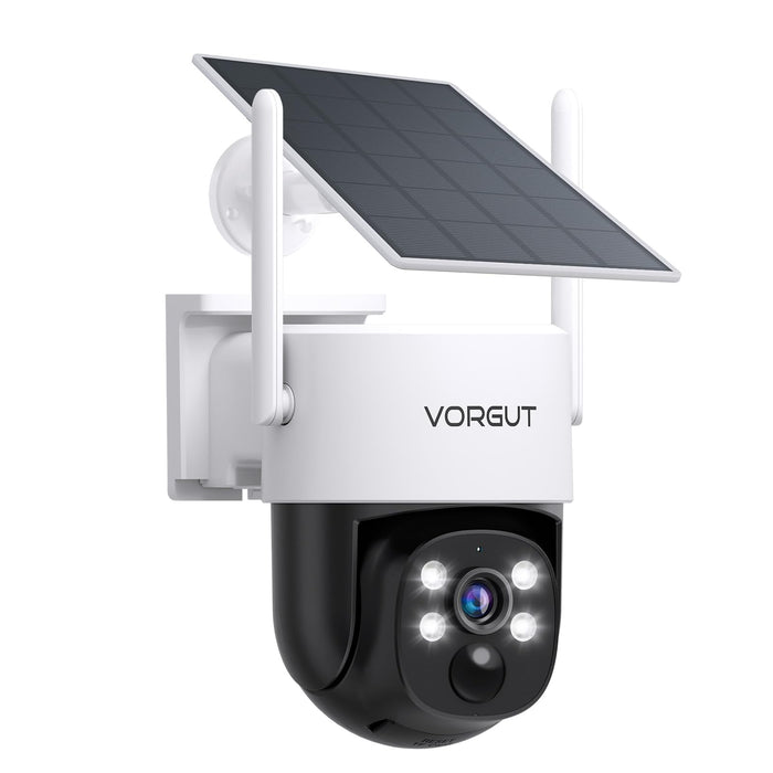 Solar Security Camera Wireless Outdoor, 4MP 360° PTZ Solar Camera for Home Security with Solar Panel, Spotlight Color Night Vision, Human Detection, 2-Way Talk