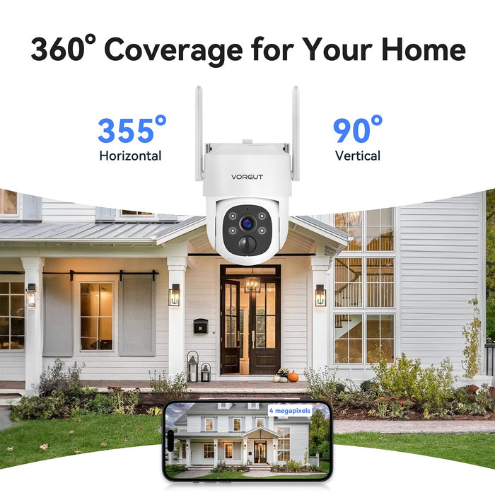 Solar Security Camera System, 10" LCD Monitor 10CH WLAN NVR with 500GB HDD, 4X 4MP PTZ WiFi Battery Powered Surveillance Camera,Outdoor Solar Wireless CCTV Kits,PIR Human Detection/2-Way Talk