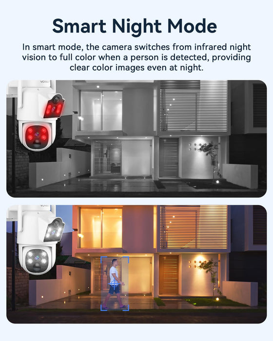 Solar Camera Outdoor Wireless, Dual Lens (3MP+3MP) 355° PTZ Home Security Cameras Outside Surveillance Indoor, Solar Powered, 2.4G WiFi, PIR Human Detection, Auto Tracking, Color Night Vision