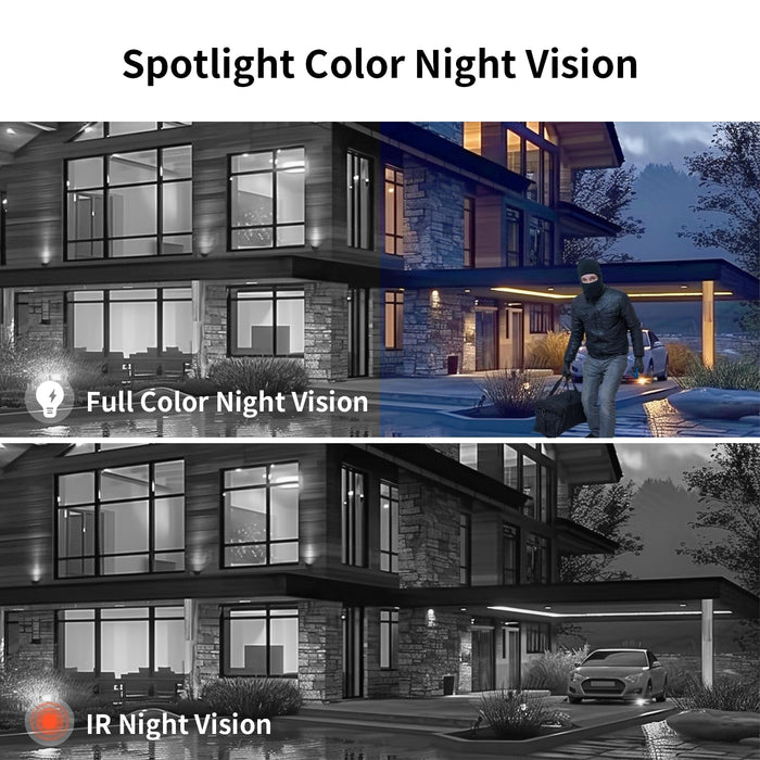 Security Camera Wireless Outdoor, 4MP WLAN Solar Security Camera, Battery Powered 360°PTZ Surveillance Camera with Solar Panel, Color Night Vision/PIR Motion Detection/2.4GHz
